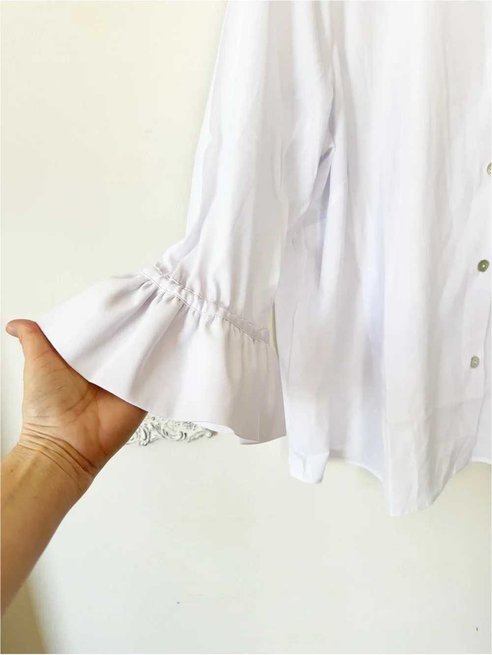 NWT Gretchen Scott Priss Blouse in Chiffon White Ruffle Sleeve Diva XXXL / 18